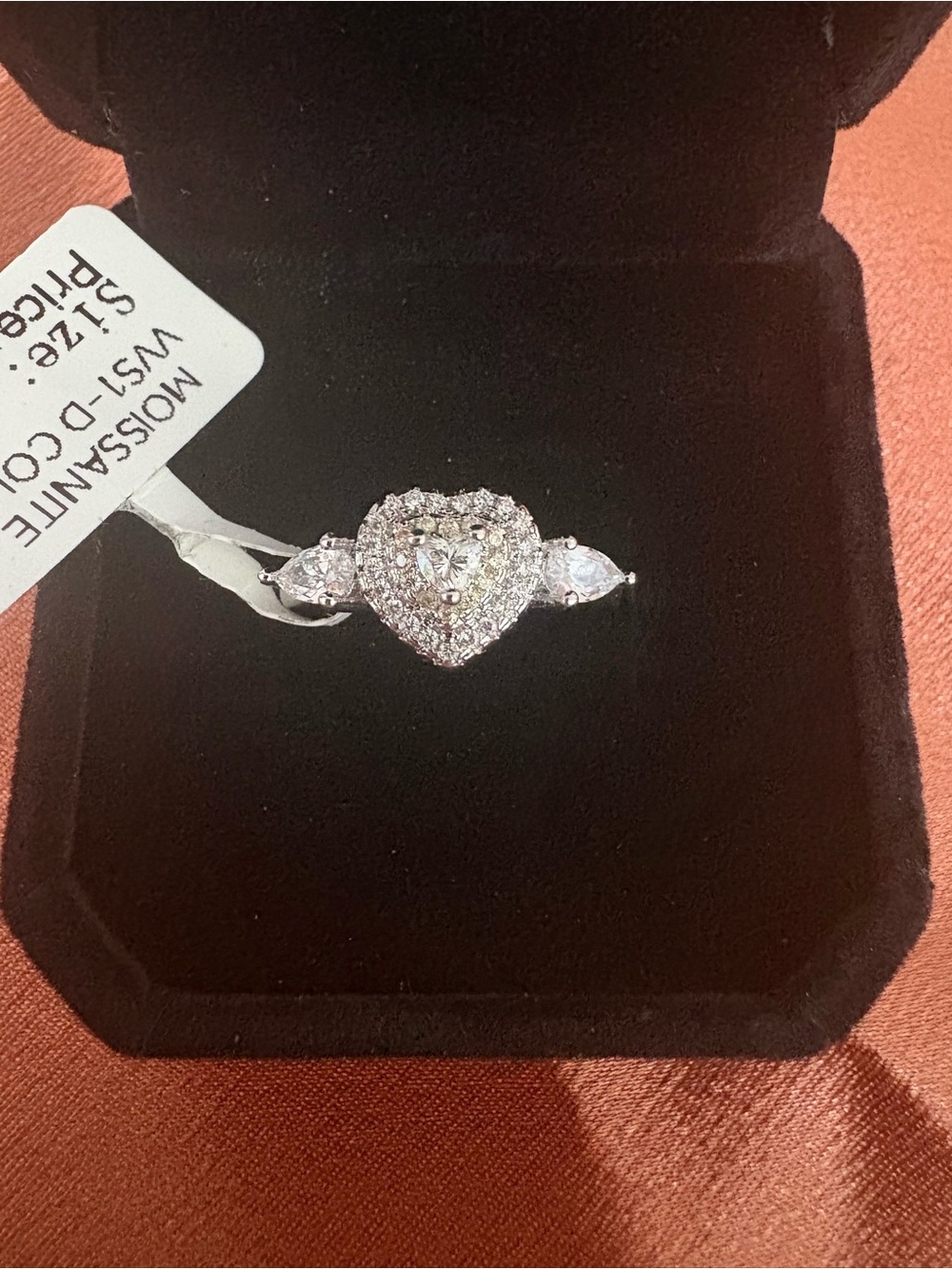 Heart Shape Halo Moissanite Ring Size 6
